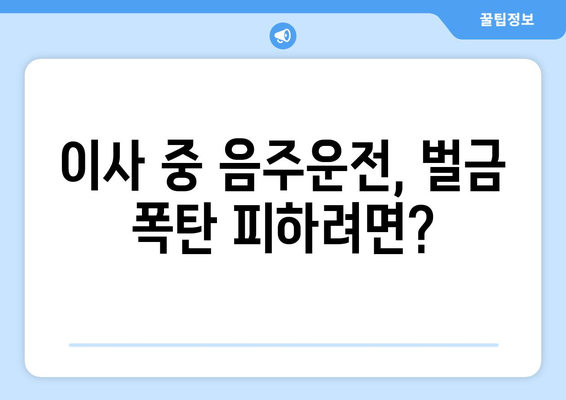 반포장이사 중 음주운전, 처벌 기준은? | 이사, 음주운전, 처벌, 벌금, 면허취소