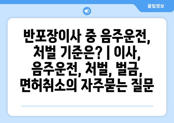 반포장이사 중 음주운전, 처벌 기준은? | 이사, 음주운전, 처벌, 벌금, 면허취소