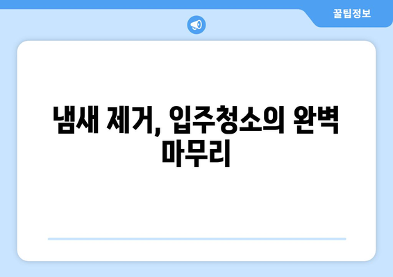 입주청소로 불쾌한 냄새까지 말끔하게? | 냄새 제거, 효과적인 청소 팁, 입주 전 필수 체크리스트